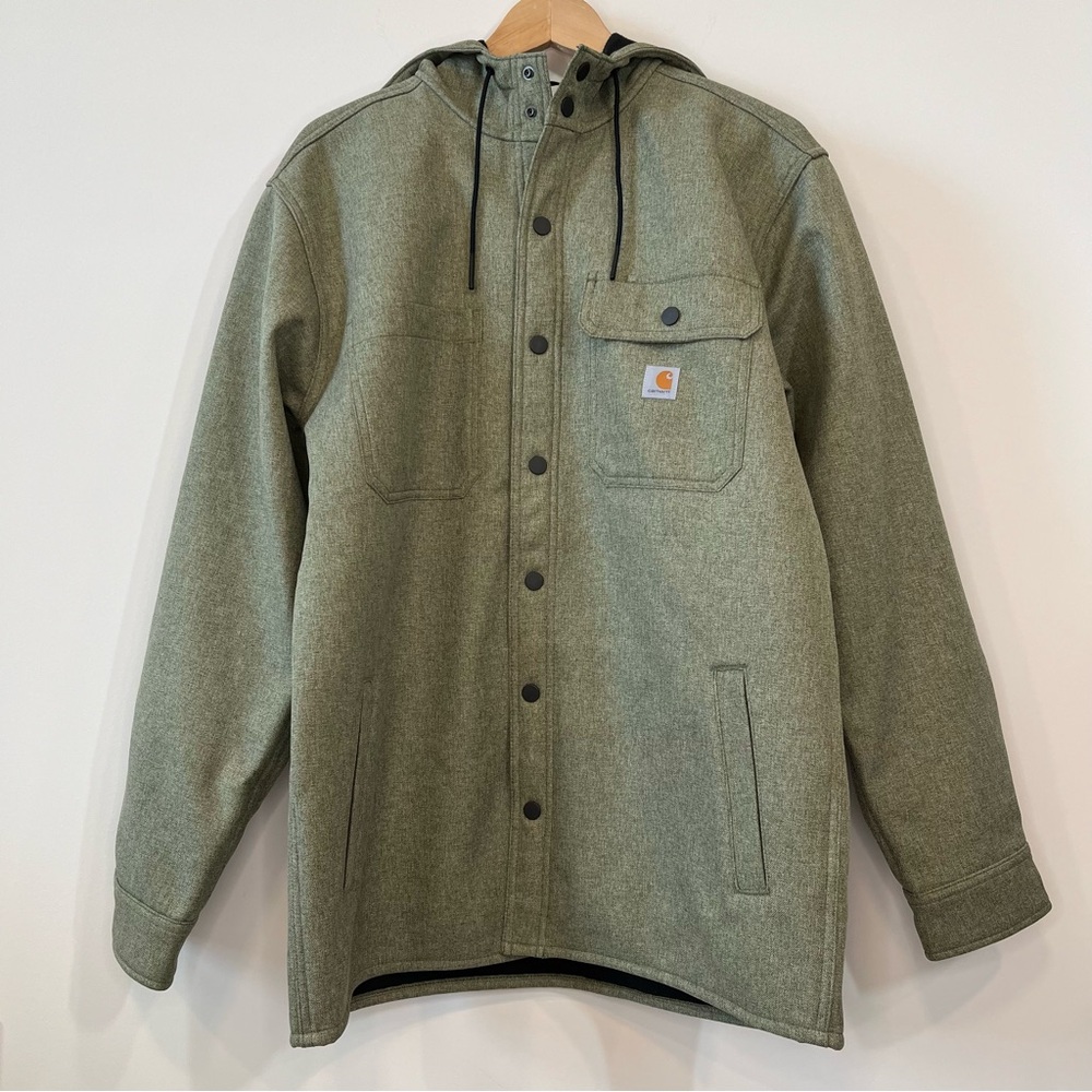 Carhartt Rain Defender Relaxed-Fit Heavyweight Hooded Shirt Jac for Men - Size M - Picture 3 of 12